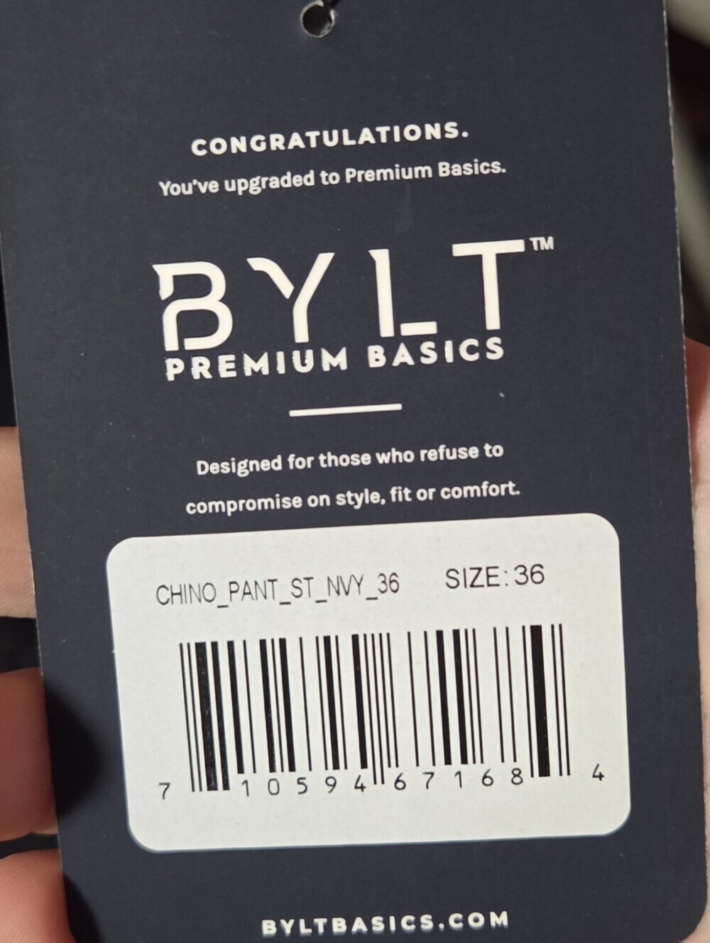 BYLT Stretch Chino Pants Mens Navy Blue Trouser Stretch Golf Casual 36x30 New! - Picture 5 of 6